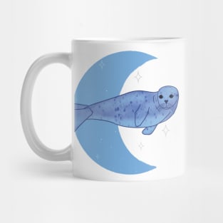 Harbor Seal Crescent Moon - Blue Mug